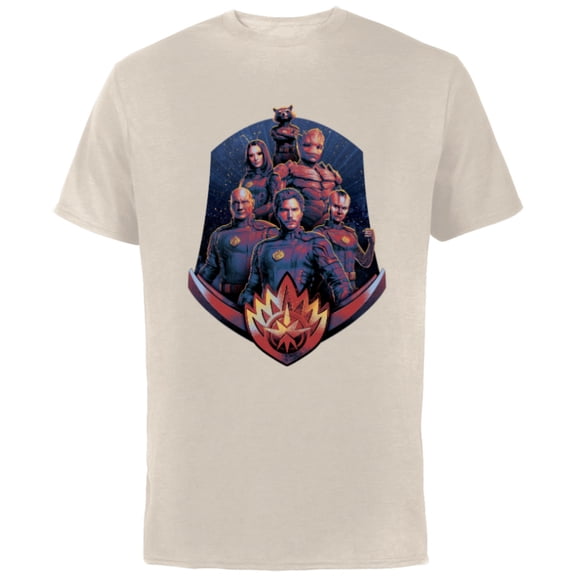 Marvel Guardians of the Galaxy Volume 3 Team with Badge - Short Sleeve Cotton T-Shirt for Adults - Customized-Natural
