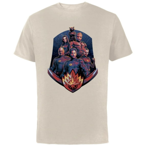 Marvel Guardians of the Galaxy Volume 3 Team with Badge - Short Sleeve Cotton T-Shirt for Adults - Customized-Natural