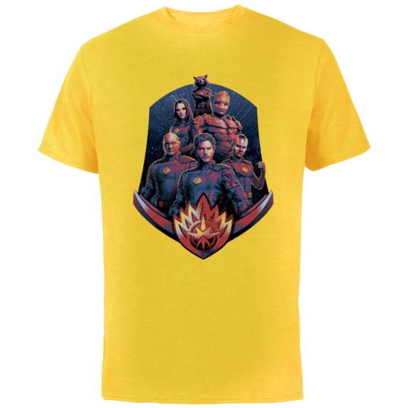 Marvel Guardians of the Galaxy Volume 3 Team with Badge - Short Sleeve Cotton T-Shirt for Adults - Customized-Yellow