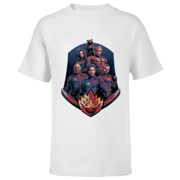Marvel Guardians of the Galaxy Volume 3 Team with Badge - Short Sleeve T-Shirt for Kids - Customized-White