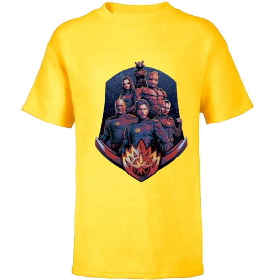Marvel Guardians of the Galaxy Volume 3 Team with Badge - Short Sleeve T-Shirt for Kids - Customized-Yellow