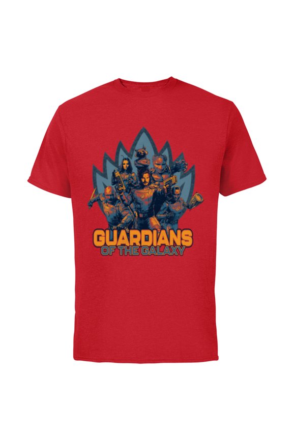 Guardians of the Galaxy Volume 3 Team with Crest - Short Sleeve Cotton T-Shirt for Adults - Customized-Red