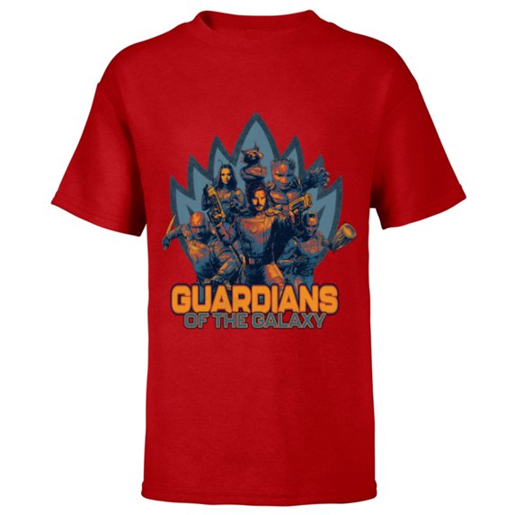 Marvel Guardians of the Galaxy Volume 3 Team with Crest - Short Sleeve T-Shirt for Kids - Customized-Red