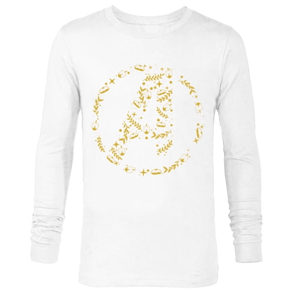 Marvel Hanukkah Holiday Dreidels & Sufganiyot Avengers Logo - Long Sleeve T-Shirt for Men - Customized-White