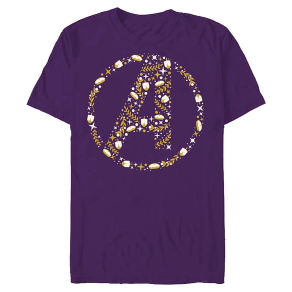 Marvel Hanukkah Holiday Dreidels & Sufganiyot Avengers Logo - Short Sleeve Blended T-Shirt for Adults - Customized-Purple