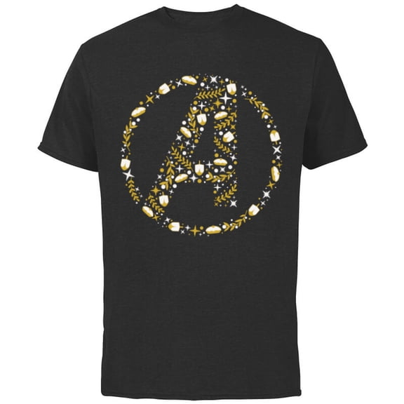 Marvel Hanukkah Holiday Dreidels & Sufganiyot Avengers Logo - Short Sleeve Cotton T-Shirt for Adults - Customized-Black