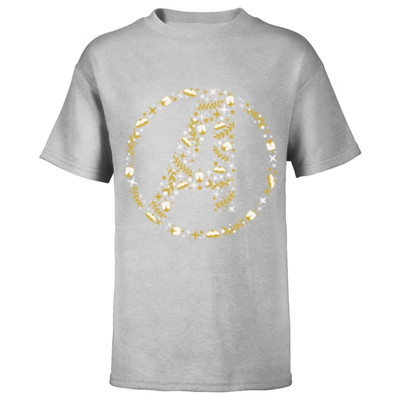Marvel Hanukkah Holiday Dreidels & Sufganiyot Avengers Logo - Short Sleeve T-Shirt for Kids - Customized-Athletic Heather