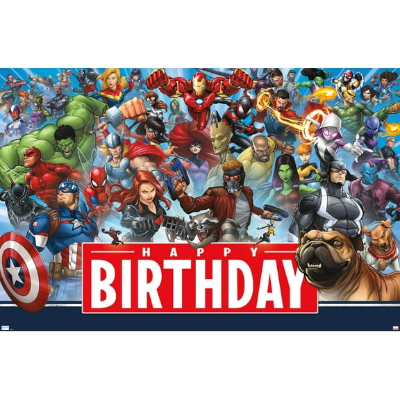 Marvel - Happy Birthday Wall Poster, 22.375" x 34"
