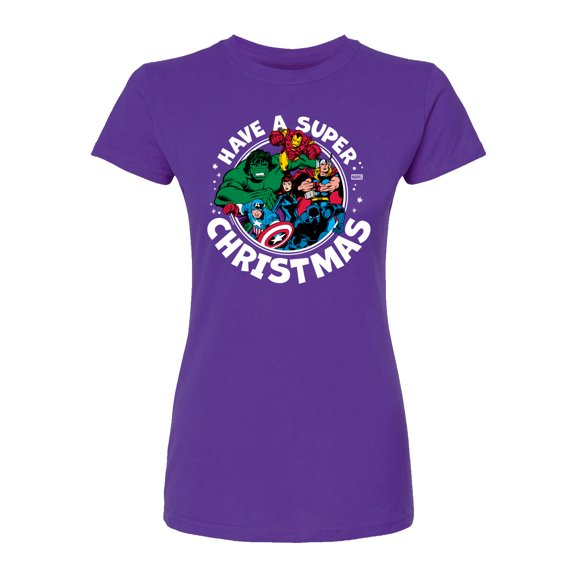 Marvel - Have A Super Christmas Avengers - Juniors Fitted Short Sleeve Graohic T-Shirt