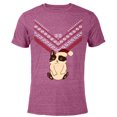 thumbnail image 1 of Marvel Hawkeye Cat Holiday Sweater - Short Sleeve Blended T-Shirt for Adults – Customized-Purple, 1 of 5