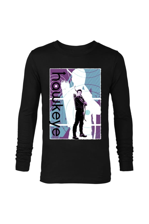 Hawkeye Clint Barton Halftone Character Poster - Long Sleeve T-Shirt for Men – Customized-Black