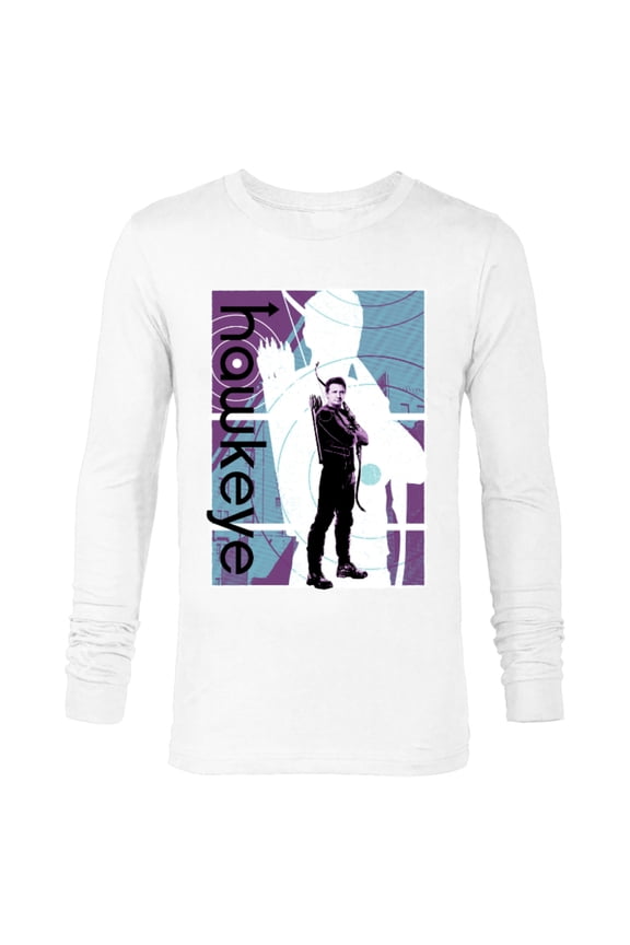 Hawkeye Clint Barton Halftone Character Poster - Long Sleeve T-Shirt for Men – Customized-White