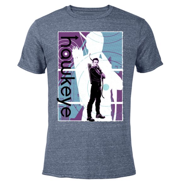 Marvel Hawkeye Clint Barton Halftone Character Poster - Short Sleeve Blended T-Shirt for Adults – Customized-Navy Heather