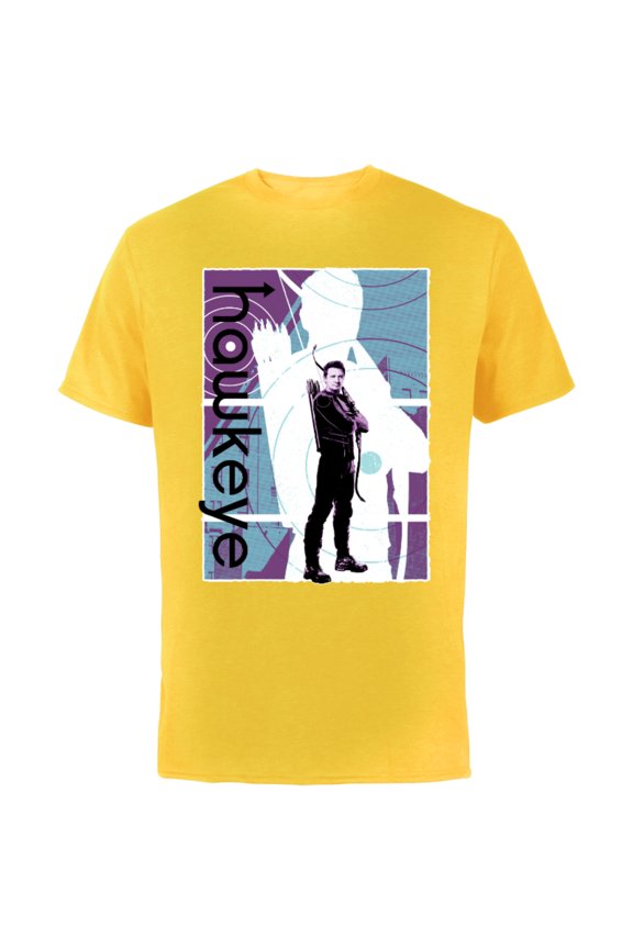 Hawkeye Clint Barton Halftone Character Poster - Short Sleeve Cotton T-Shirt for Adults - Customized-Yellow