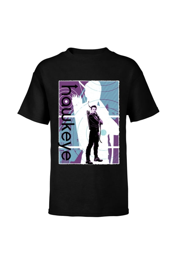 Hawkeye Clint Barton Halftone Character Poster - Short Sleeve T-Shirt for Kids – Customized-Black