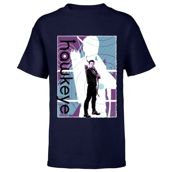 Marvel Hawkeye Clint Barton Halftone Character Poster - Short Sleeve T-Shirt for Kids – Customized-Navy