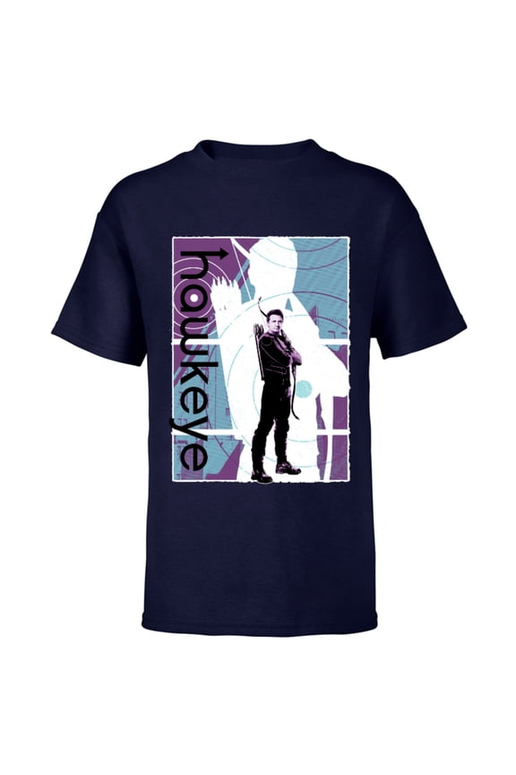 Hawkeye Clint Barton Halftone Character Poster - Short Sleeve T-Shirt for Kids – Customized-Navy
