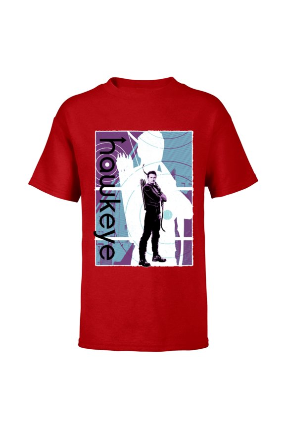 Hawkeye Clint Barton Halftone Character Poster - Short Sleeve T-Shirt for Kids – Customized-Red