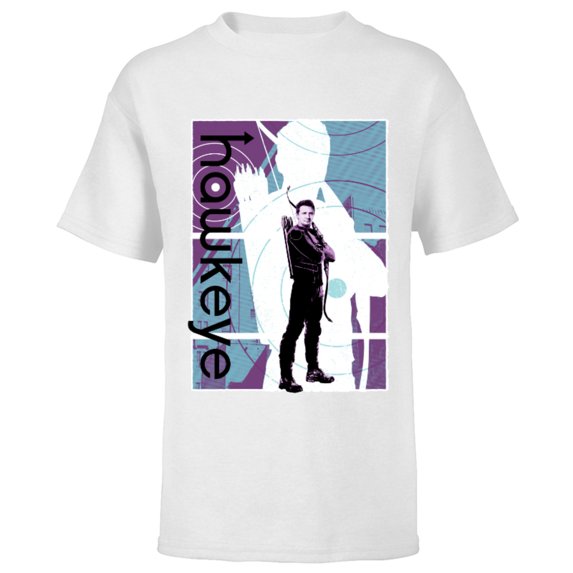 Marvel Hawkeye Clint Barton Halftone Character Poster - Short Sleeve T-Shirt for Kids – Customized-White