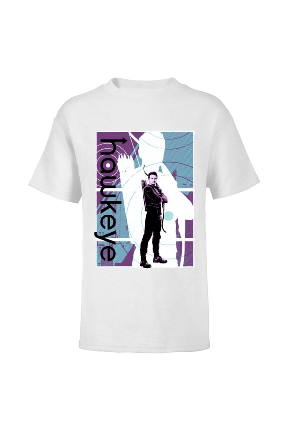 Hawkeye Clint Barton Halftone Character Poster - Short Sleeve T-Shirt for Kids – Customized-White