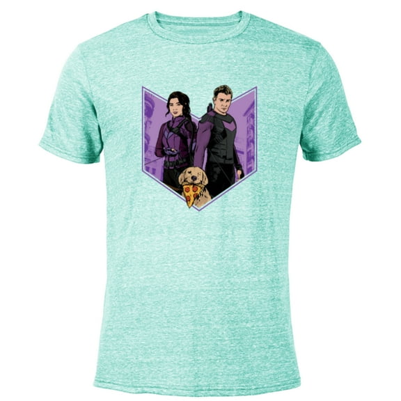 Marvel Hawkeye Clint Barton Kate Bishop & Lucky - Short Sleeve Blended T-Shirt for Adults - Customized-Ocean Blue