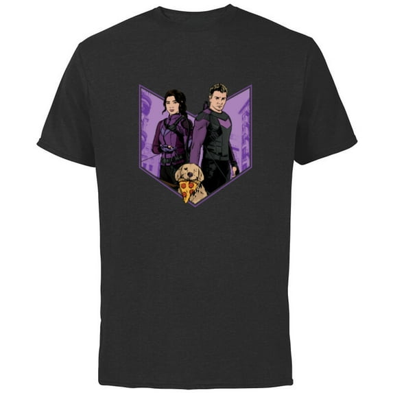 Marvel Hawkeye Clint Barton Kate Bishop & Lucky - Short Sleeve Cotton T-Shirt for Adults - Customized-Black