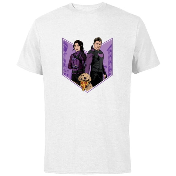 Marvel Hawkeye Clint Barton Kate Bishop & Lucky - Short Sleeve Cotton T-Shirt for Adults - Customized-White
