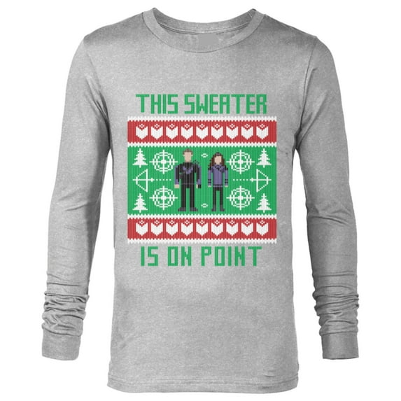 Marvel Hawkeye Clint Barton Kate Bishop Ugly Holiday Sweater - Long Sleeve T-Shirt for Men - Customized-Athletic Heather