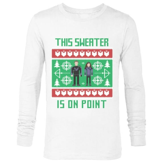 Marvel Hawkeye Clint Barton Kate Bishop Ugly Holiday Sweater - Long Sleeve T-Shirt for Men - Customized-White