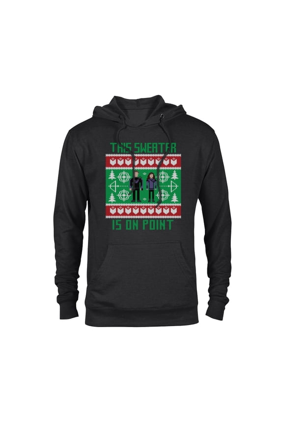 Hawkeye Clint Barton Kate Bishop Ugly Holiday Sweater - Pullover Hoodie for Adults - Customized-Black
