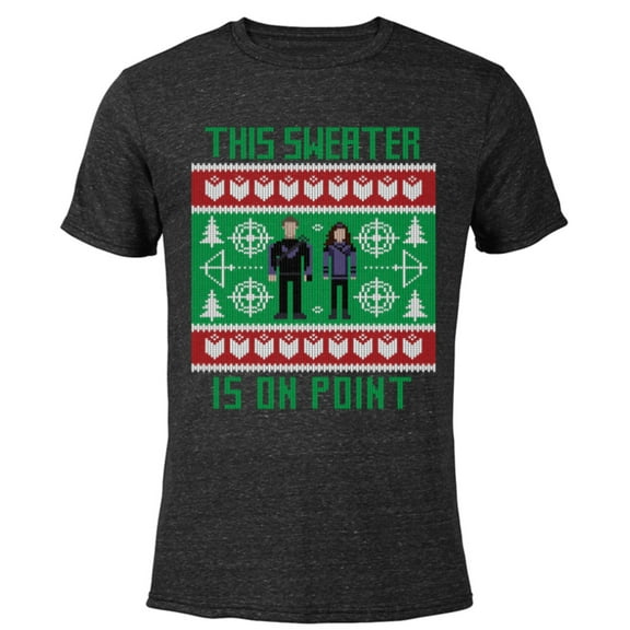 Marvel Hawkeye Clint Barton Kate Bishop Ugly Holiday Sweater - Short Sleeve Blended T-Shirt for Adults - Customized-Black