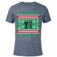 thumbnail image 1 of Marvel Hawkeye Clint Barton Kate Bishop Ugly Holiday Sweater - Short Sleeve Blended T-Shirt for Adults - Customized-Navy Heather, 1 of 5