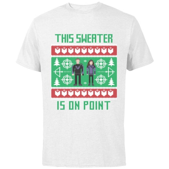 Marvel Hawkeye Clint Barton Kate Bishop Ugly Holiday Sweater - Short Sleeve Cotton T-Shirt for Adults - Customized-White