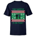thumbnail image 1 of Marvel Hawkeye Clint Barton Kate Bishop Ugly Holiday Sweater - Short Sleeve T-Shirt for Kids - Customized-Navy, 1 of 5