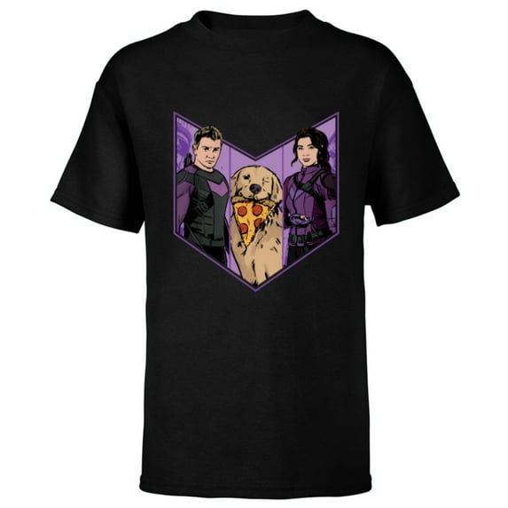 Marvel Hawkeye Clint Barton Kate Bishop and Lucky Arrow - Short Sleeve T-Shirt for Kids - Customized-Black