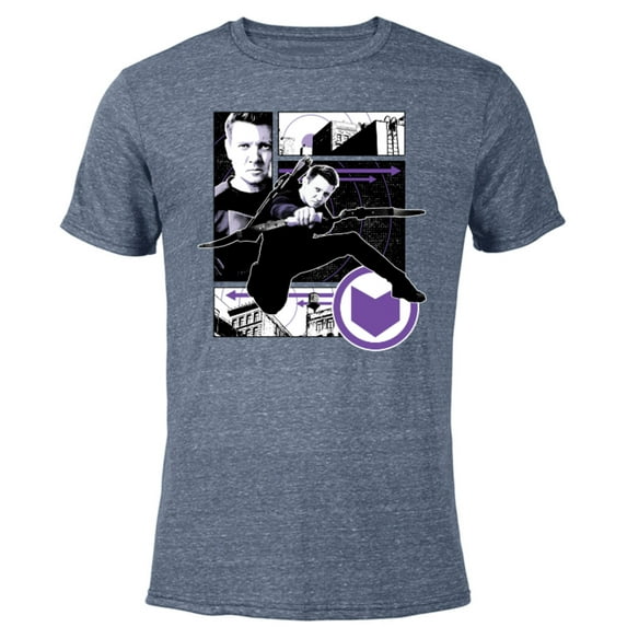 Marvel Hawkeye Clint Barton Target Practice - Short Sleeve Blended T-Shirt for Adults – Customized-Navy Heather