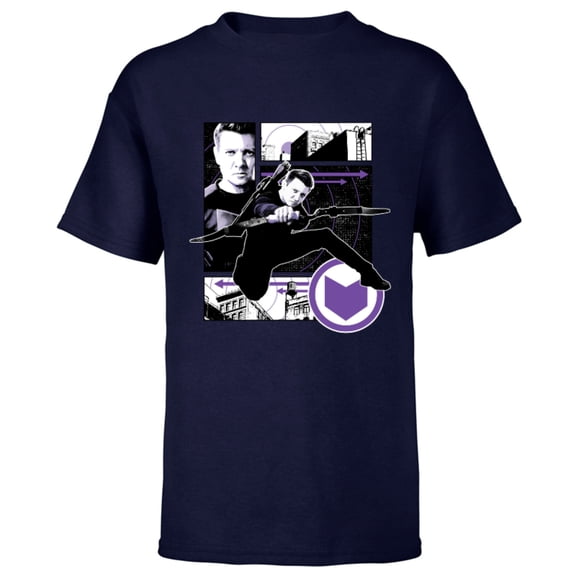 Marvel Hawkeye Clint Barton Target Practice - Short Sleeve T-Shirt for Kids – Customized-Navy