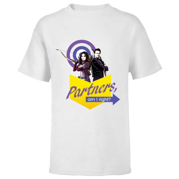 Marvel Hawkeye Clint and Kate Partners Am I Right? - Short Sleeve T-Shirt for Kids - Customized-White