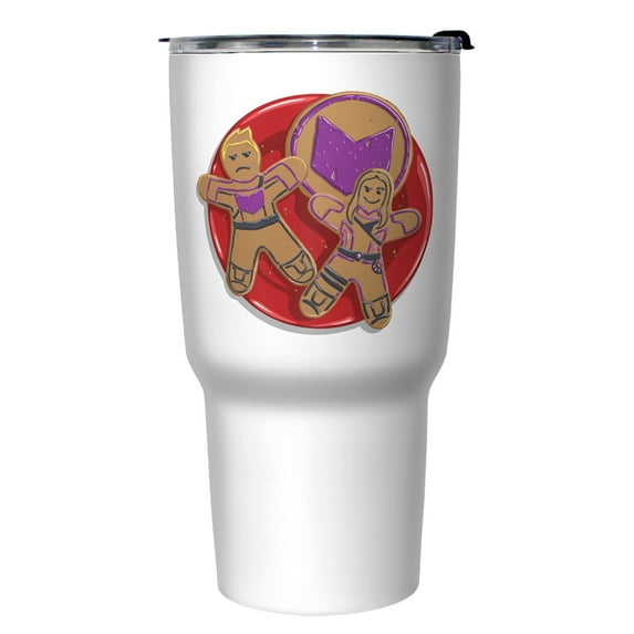 Marvel Hawkeye Gingerbread People Stainless Steel Tumbler w/Lid White / Gingerbread 27 oz.