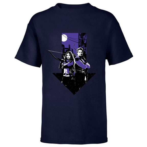 Marvel Hawkeye Kate Bishop Clint Barton Arrow - Short Sleeve T-Shirt for Kids – Customized-Navy
