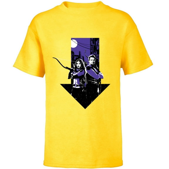 Marvel Hawkeye Kate Bishop Clint Barton Arrow - Short Sleeve T-Shirt for Kids – Customized-Yellow