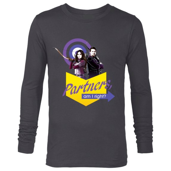Marvel Hawkeye Kate Bishop Clint Barton Partners Am I Right - Long Sleeve T-Shirt for Men – Customized-Charcoal Heather