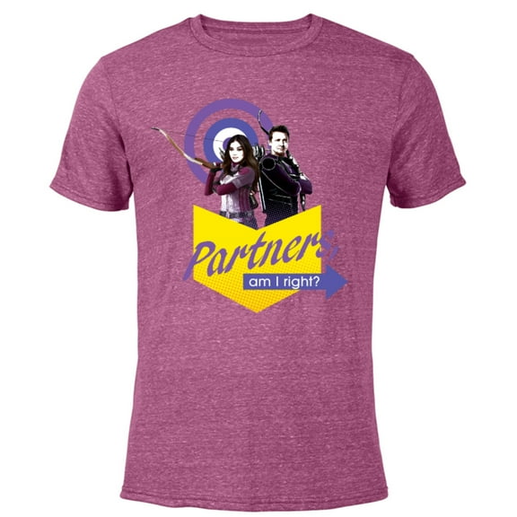 Marvel Hawkeye Kate Bishop Clint Barton Partners Am I Right - Short Sleeve Blended T-Shirt for Adults – Customized-Purple
