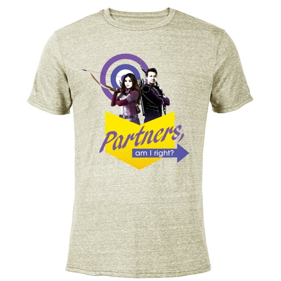 Marvel Hawkeye Kate Bishop Clint Barton Partners Am I Right - Short Sleeve Blended T-Shirt for Adults – Customized-Yellow