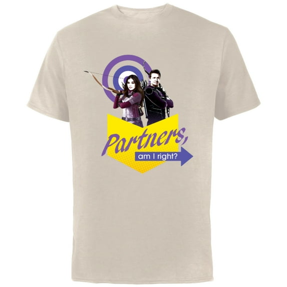 Marvel Hawkeye Kate Bishop Clint Barton Partners Am I Right - Short Sleeve Cotton T-Shirt for Adults - Customized-Natural