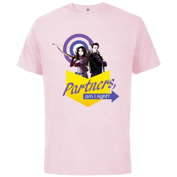 Marvel Hawkeye Kate Bishop Clint Barton Partners Am I Right - Short Sleeve Cotton T-Shirt for Adults - Customized-Soft Pink