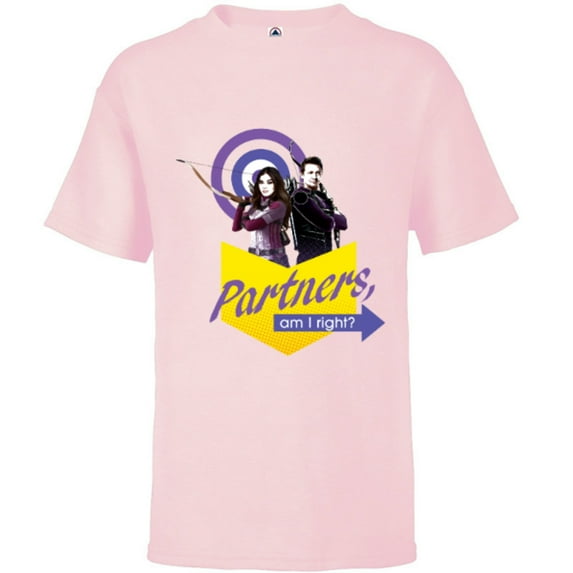 Marvel Hawkeye Kate Bishop Clint Barton Partners Am I Right - Short Sleeve T-Shirt for Kids – Customized-Soft Pink
