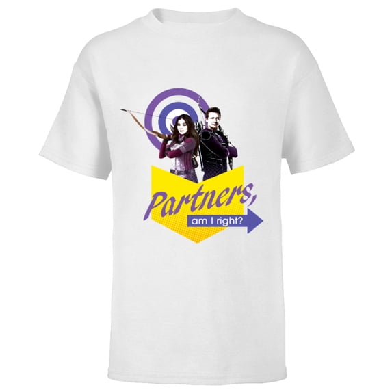 Marvel Hawkeye Kate Bishop Clint Barton Partners Am I Right - Short Sleeve T-Shirt for Kids – Customized-White
