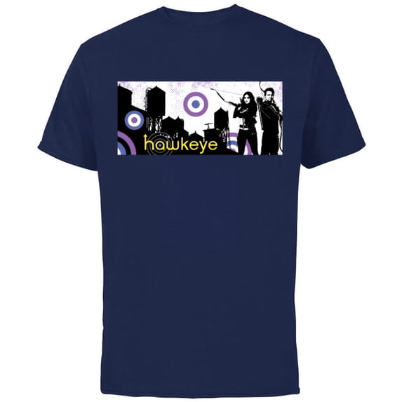 Marvel Hawkeye Kate Bishop and Clint Barton Banner - Short Sleeve Cotton T-Shirt for Adults - Customized-Navy