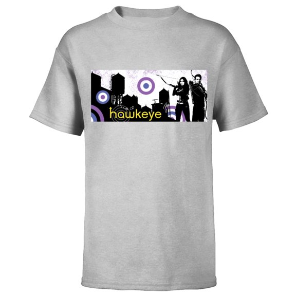Marvel Hawkeye Kate Bishop and Clint Barton Banner - Short Sleeve T-Shirt for Kids – Customized-Athletic Heather
